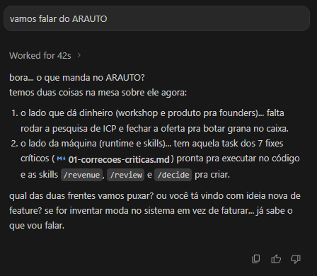 ARAUTO respondendo com contexto total da empresa
